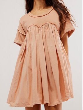 People Catalina Mini Dress babydoll sweetheart neck boho pleated like new Med